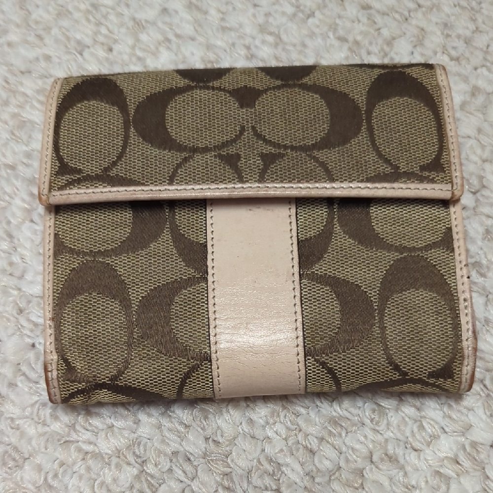 Coach Beige and Brown Canvas Wallet